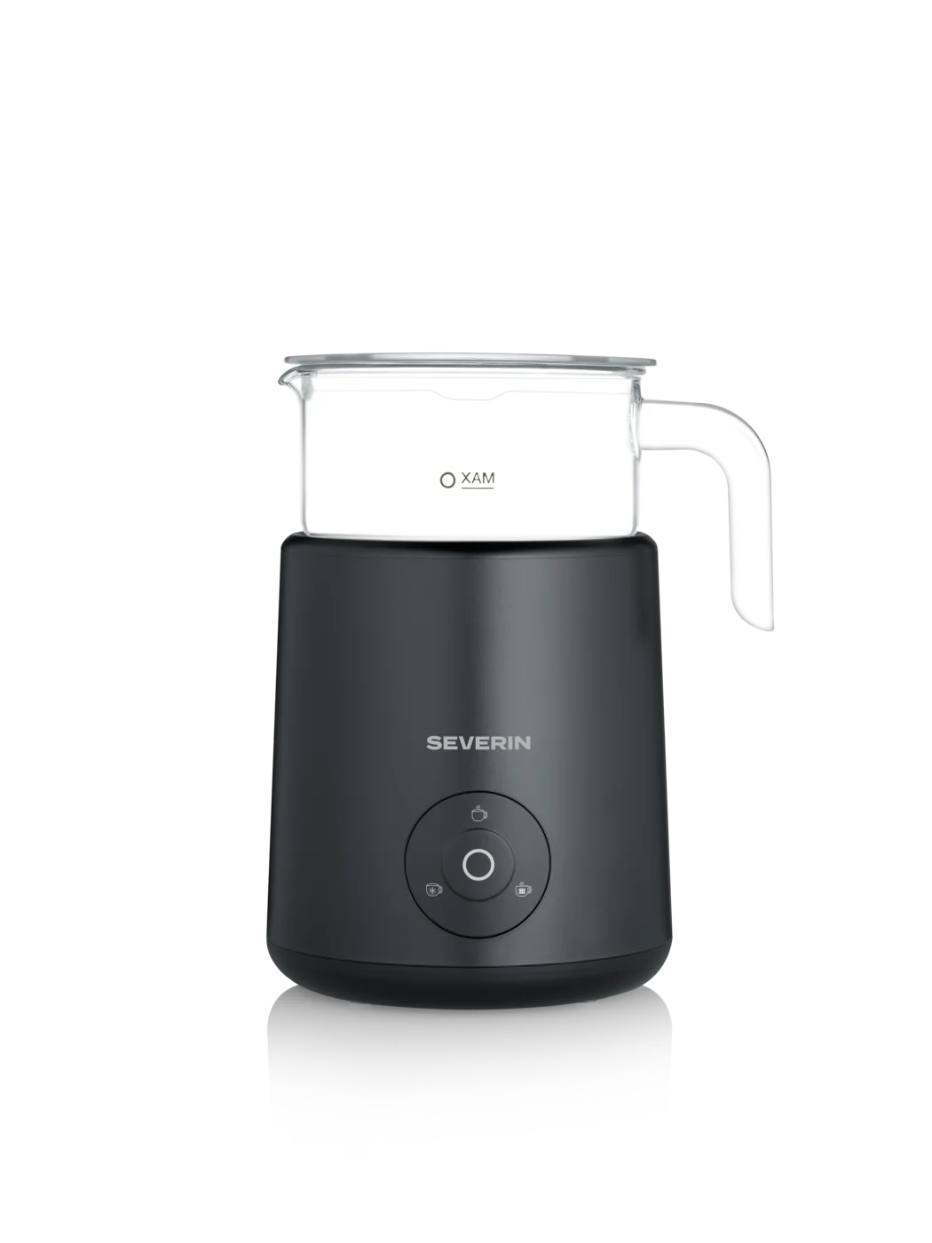 SEVERIN Spuma Glass SM 3577 in Schwarz mit transparentem Borosilikatglas-Milchbehälter